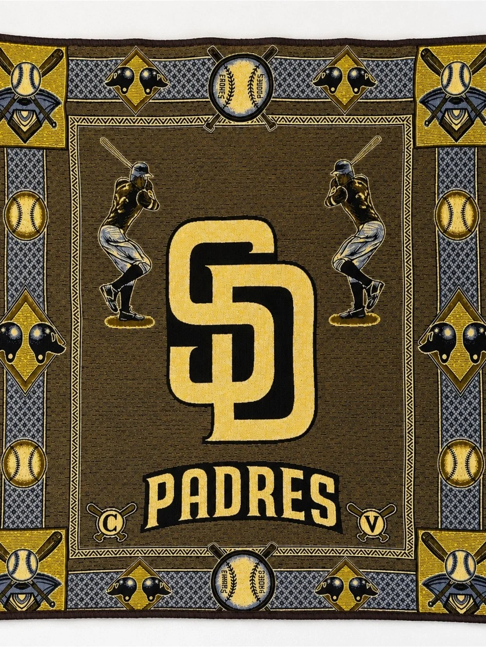 Vintage San Diego Padres Woven Blanket 88x70 Large Tapestry Wall Hanging MLB